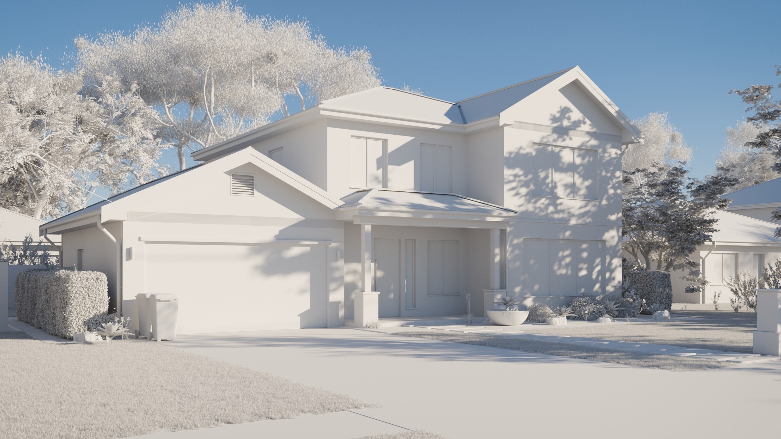 White model of the home, built from the plans